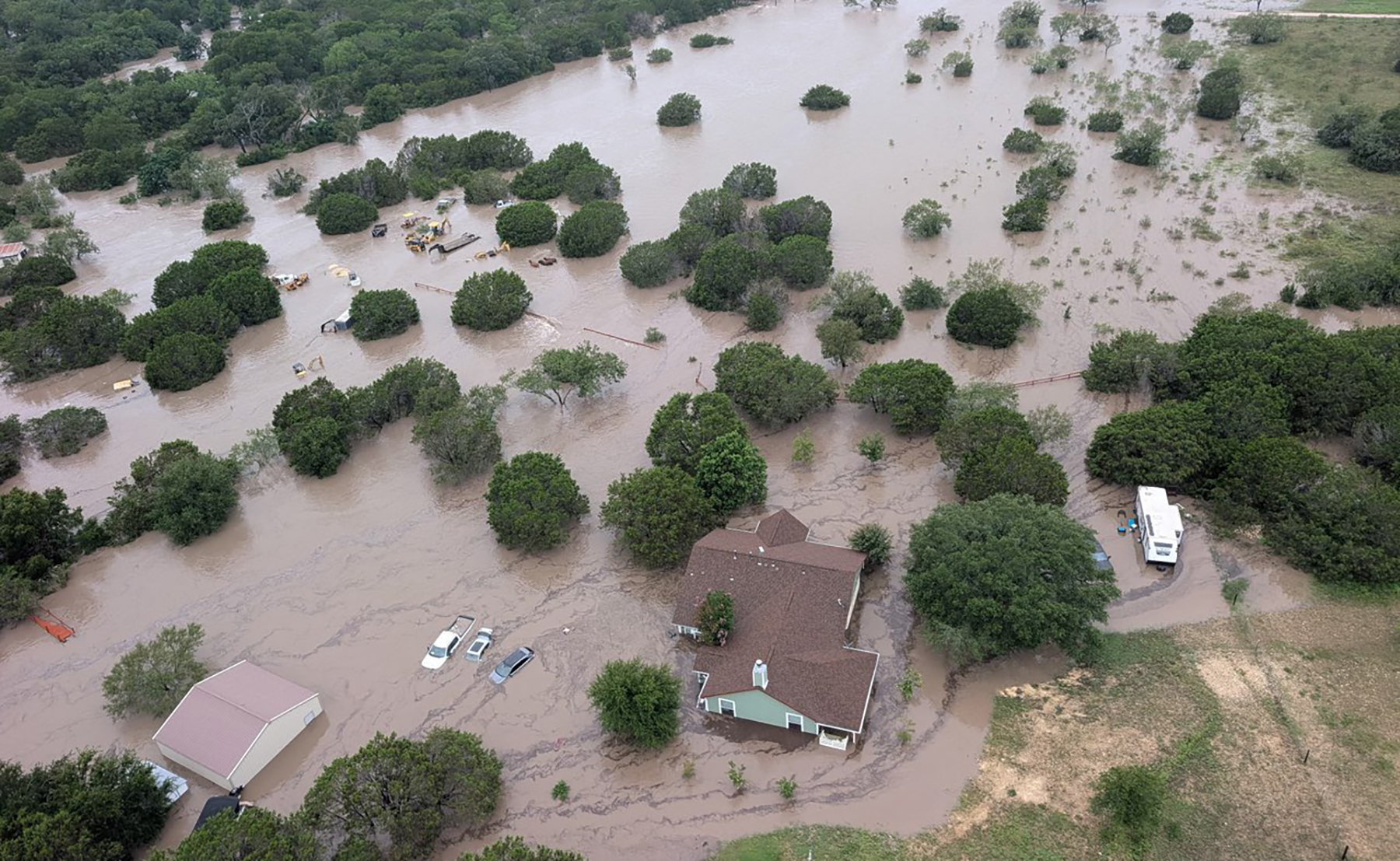 aerial view of flooding